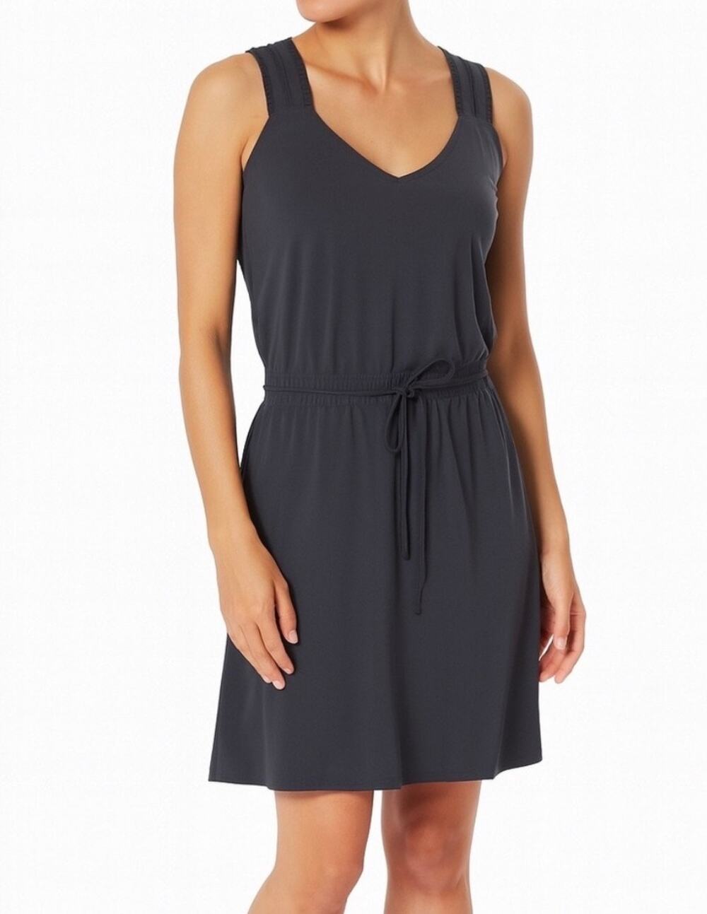 Athleta Savannah Strap Mini Athletic Tie Waist Gym Golf Black Dress EUC XS